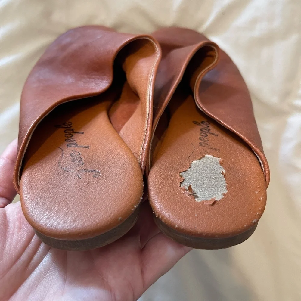 Free People Brown Leather Slip-mules